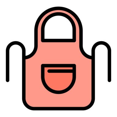 Demirci önlüğü simgesi renk ana hatları vektörü