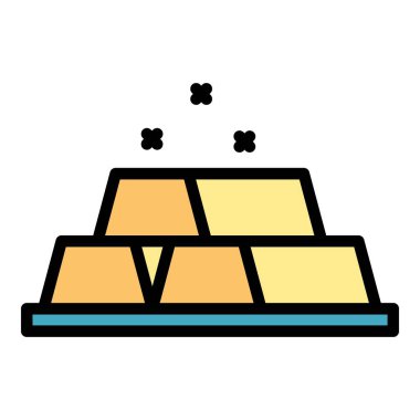 Demirci altın külçeleri simge renk ana hatları vektörü