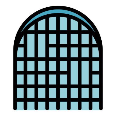 Demirci şatosu kapı simgesi renk ana hatları vektörü