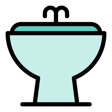 Seramik bidet simgesi renk ana hatları vektörü