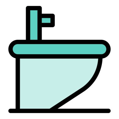 Modern bidet simgesi renk ana hatları vektörü