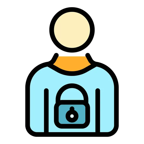 Informations personnelles sécurisées icône couleur contour vecteur — Image vectorielle