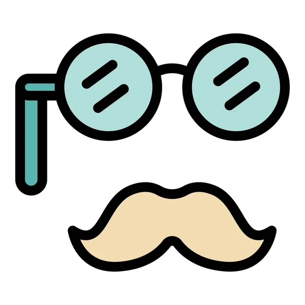 Velho bigode traços pessoais ícone cor contorno vetor — Vetor de Stock