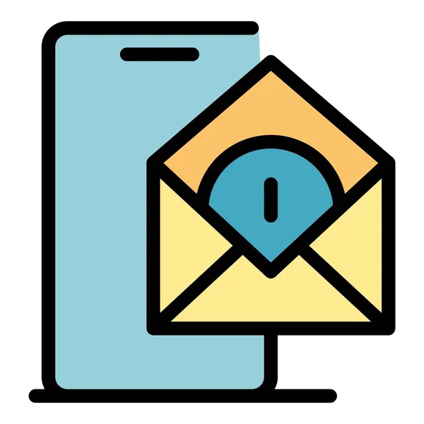Smartphone mail απομακρυσμένη πρόσβαση εικονίδιο χρώμα περίγραμμα διάνυσμα — Διανυσματικό Αρχείο