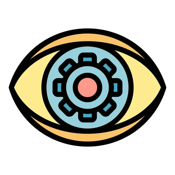 ( 영어 ) Eye scan remote access icon color outline vector — 스톡 벡터