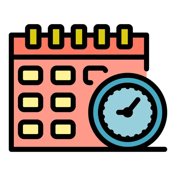 Operativsystem uppdatering kalender ikon färg kontur vektor — Stock vektor