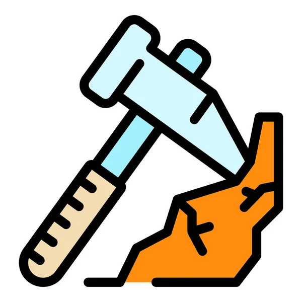 Metallurgy pick axe working icon color outline vector — Stock Vector