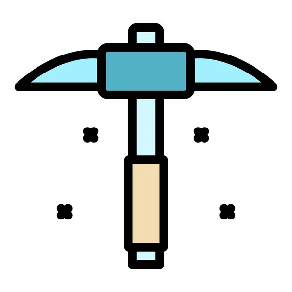Hand pick axe icon color outline vector — Stock Vector