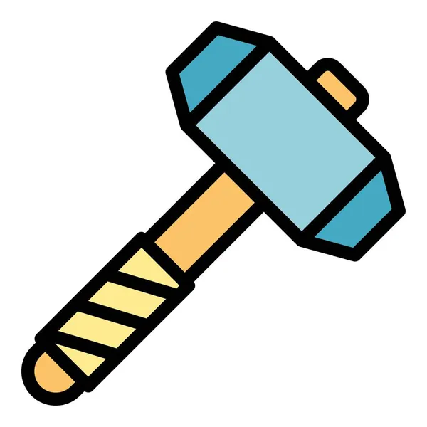 Schmied großer Hammer Symbol Farbe Umrissvektor — Stockvektor