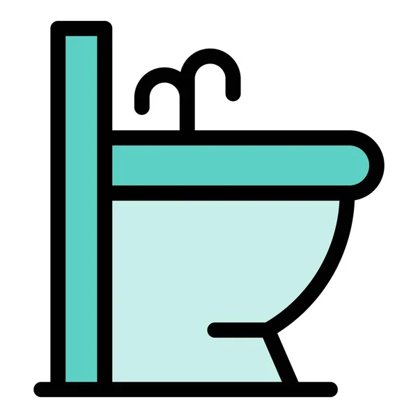 Dusche Bidet Symbol Farbe Umrissvektor — Stockvektor