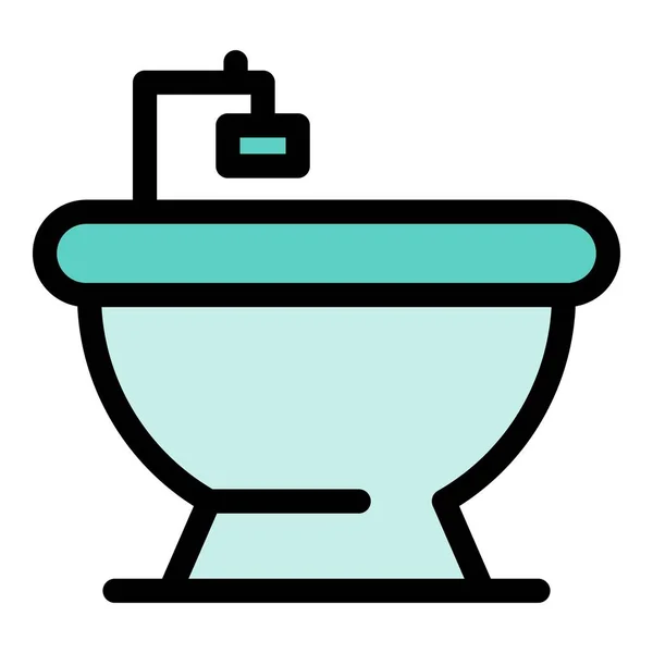 Toilette Bidet Symbol Farbe Umrissvektor — Stockvektor