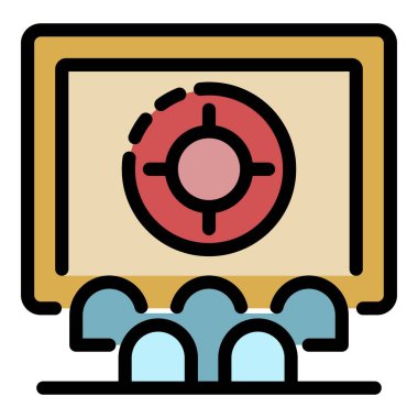 Sinema izleyici simgesi renk ana hatları vektörü