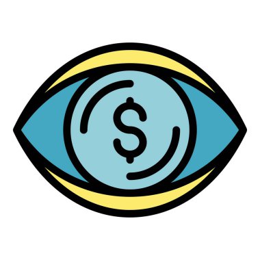 Göz simgesinde dolar işareti renk ana hatları vektörü