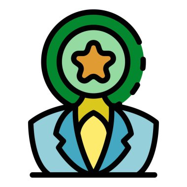 İnsan yıldızı baş simgesi renk ana hatları vektörü