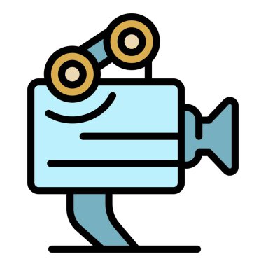 Film kamerası simgesi renk ana hatları vektörü