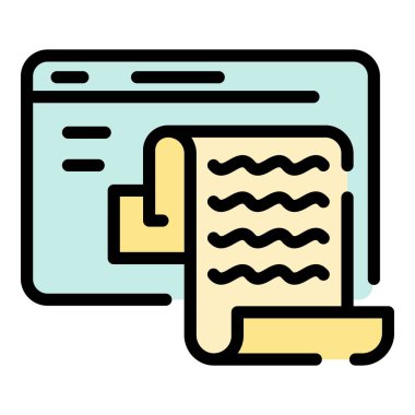 Uygulama pencere simgesi renk ana hatları vektöründeki metin belgesi