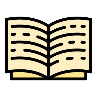 Metin simgesi renk ana hatları vektörü ile metin kitabı aç