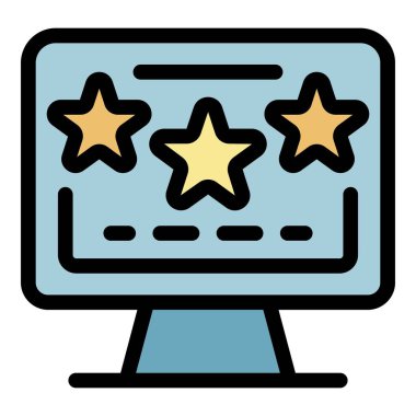 Üç yıldızlı servis simgesi renk ana hatları vektörü