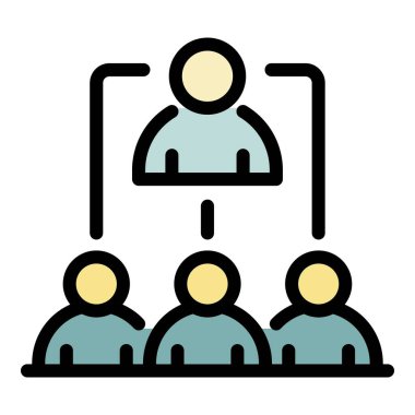 Takım toplantısı simgesi renk ana hatları vektörü