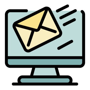 Simge renk ana hatları vektöründe e- posta