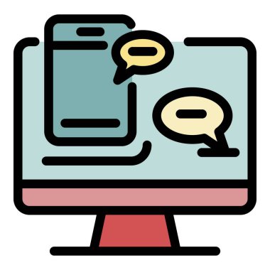 Ekran simgesi renk ana hatları üzerinde sohbet baloncukları