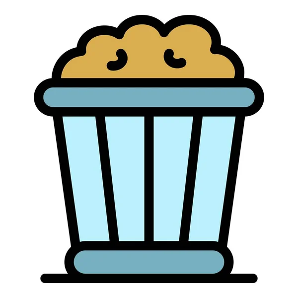 Popcorn Box Symbol Farbe Umrissvektor — Stockvektor