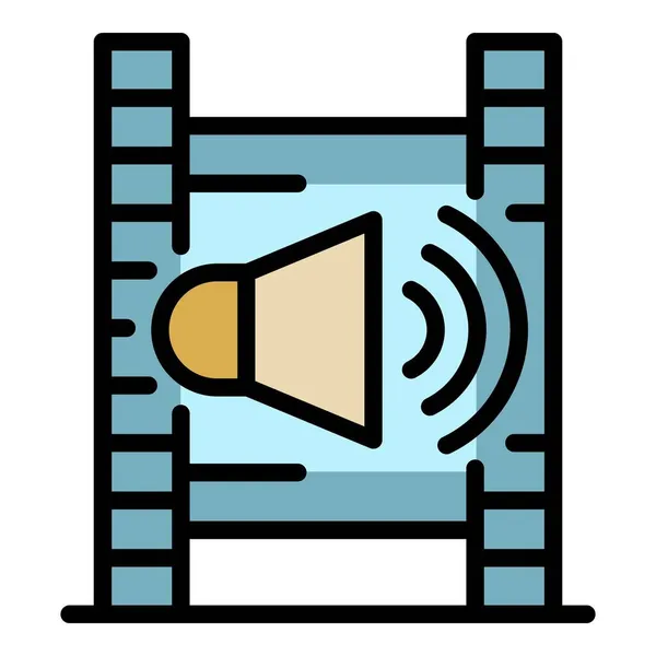 Filmstreifen und Lautsprechersymbol farbiger Umrissvektor — Stockvektor