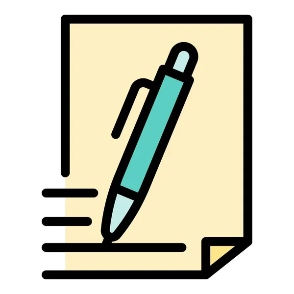 Pen and document icon color outline vector — Stock Vector