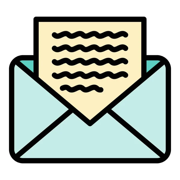 Brief aus dem Umschlag-Symbol farbiger Umrissvektor — Stockvektor