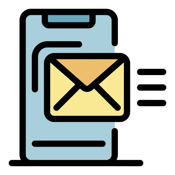 Email μάρκετινγκ εικονίδιο χρώμα περίγραμμα διάνυσμα — Διανυσματικό Αρχείο