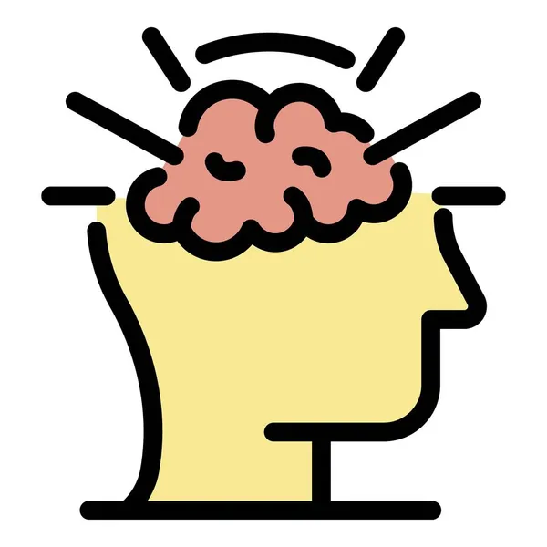 Brillante cerebro icono color contorno vector — Vector de stock