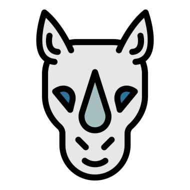 Gergedan hayvan simgesi renk ana hatları vektörü