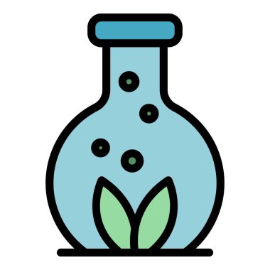 Laboratuvar tüp simgesi renk ana hatları vektörü