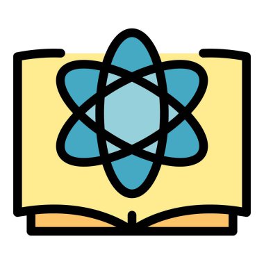 Atom bilimi simgesi renk ana hatları vektörü
