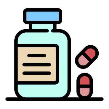 Besin takviyeleri simgesi renk ana hatları vektörü