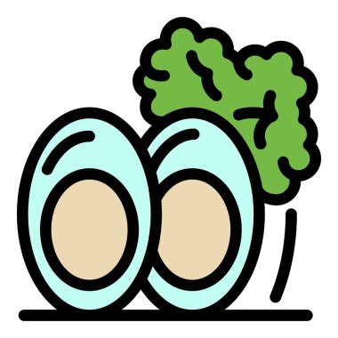 Haşlanmış yumurta simgesi renk ana hatları vektörü