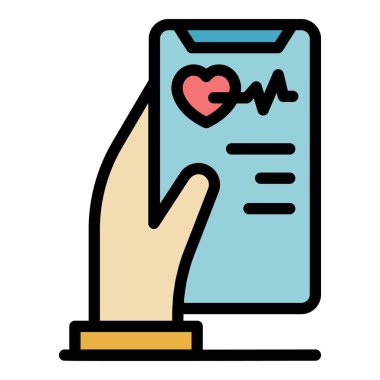 Kalp analiz simgesi renk ana hatları vektörü