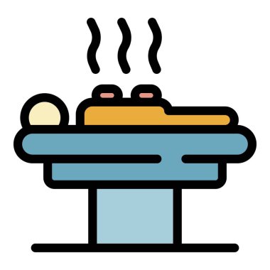 Sıcak taşlar terapi ikonu renk ana hatları vektörü