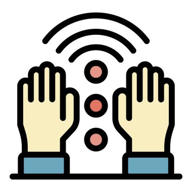 Masaj terapisti ikonu renk ana hatları vektörünün elleri