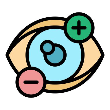 Dioptre görme simgesi renk ana hatları vektörü