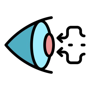 İnsan gözü ve ok simgesi renk ana hatları vektörü