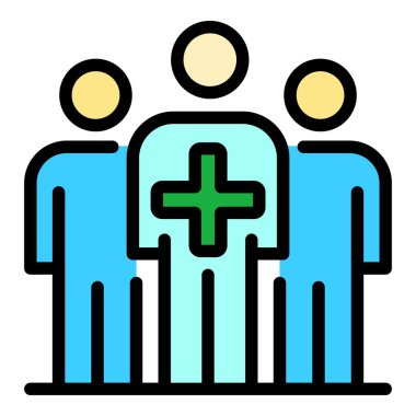 Üç doktor simgesi renk ana hatları vektörü