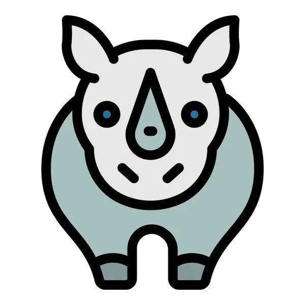 Rhino pictogram kleur omtrek vector — Stockvector