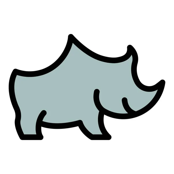 Safari nosorożec ikona kolor zarys wektor — Wektor stockowy