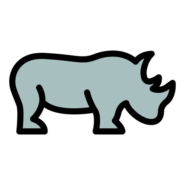Afryka nosorożec ikona kolor zarys wektor — Wektor stockowy
