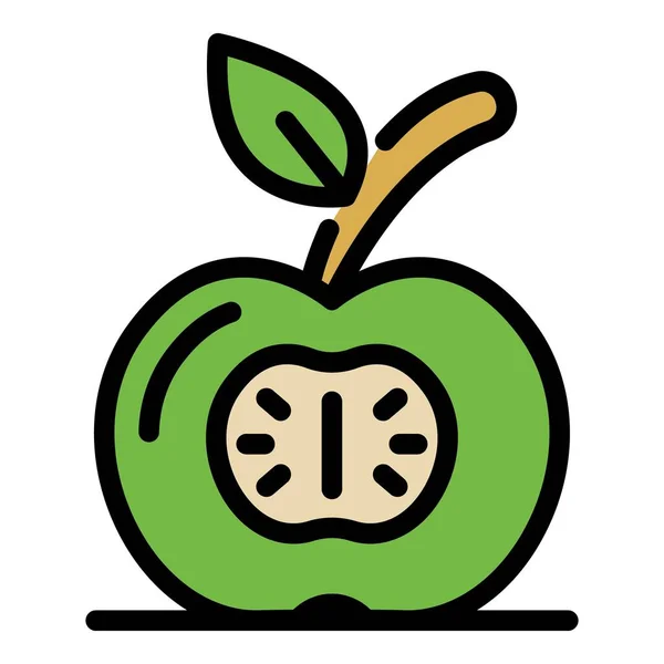 リンゴのアイコンの色のアウトラインベクトル — ストックベクタ