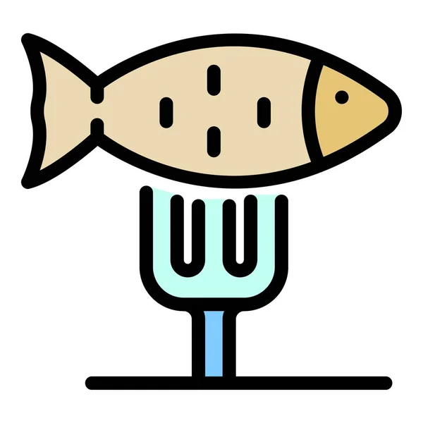 Fischmehl Symbol Farbe Umrissvektor — Stockvektor