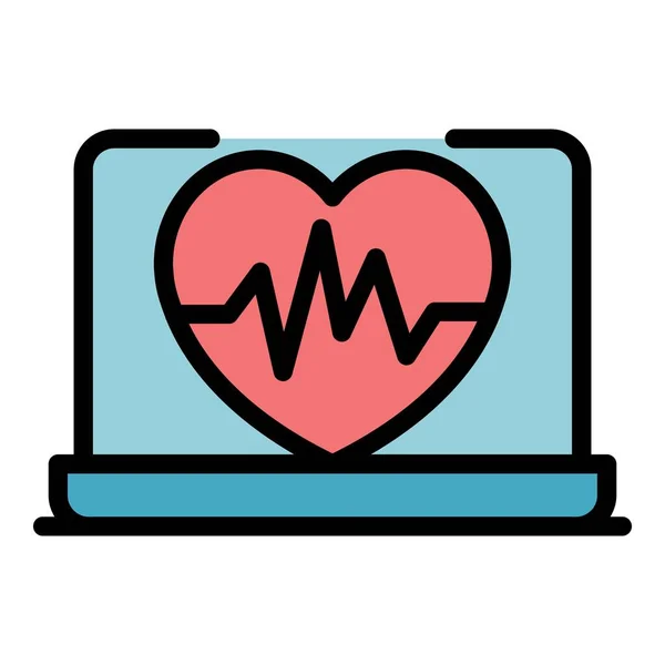 Cardiale diagram pictogram kleur omtrek vector — Stockvector