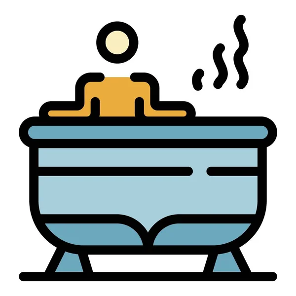 Uomo nella vasca idromassaggio icona colore contorno vettore — Vettoriale Stock