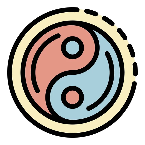 Yin Yang znak ikona kolor zarys wektor — Wektor stockowy